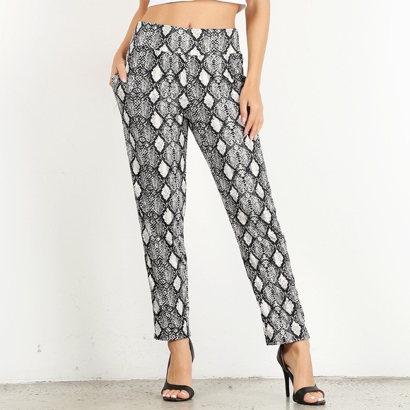 Snakeskin Jogger Stretchy Pants - Picture 2 of 6